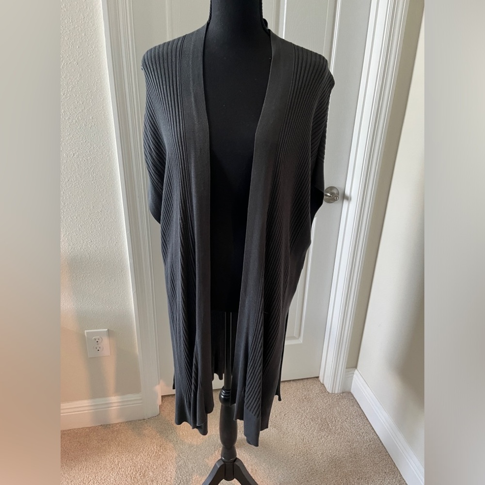 Eileen Fisher Ribbed Open-Front Long Cardigan